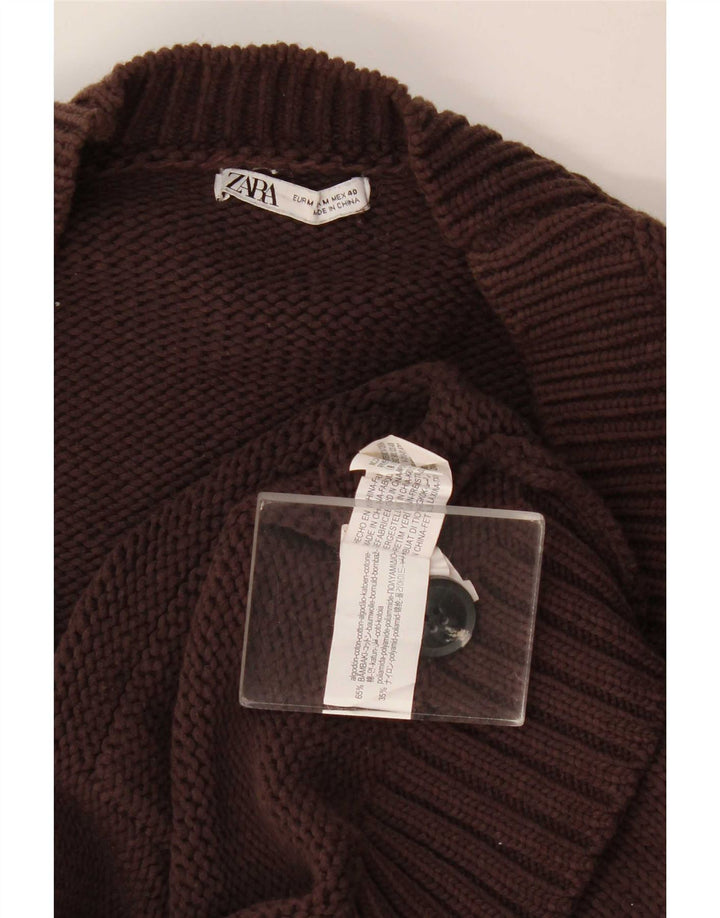 Zara Homme Cardigan Pull Marron Moyen Coton