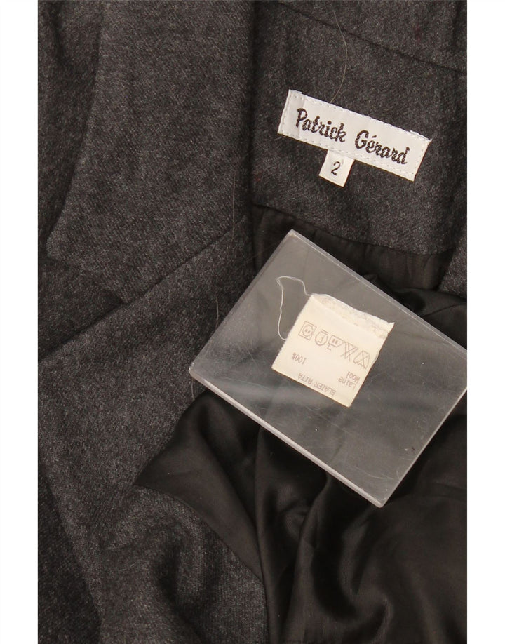 vintage Femmes Longline 1 Bouton Blazer Veste US 2 XS Gris Laine