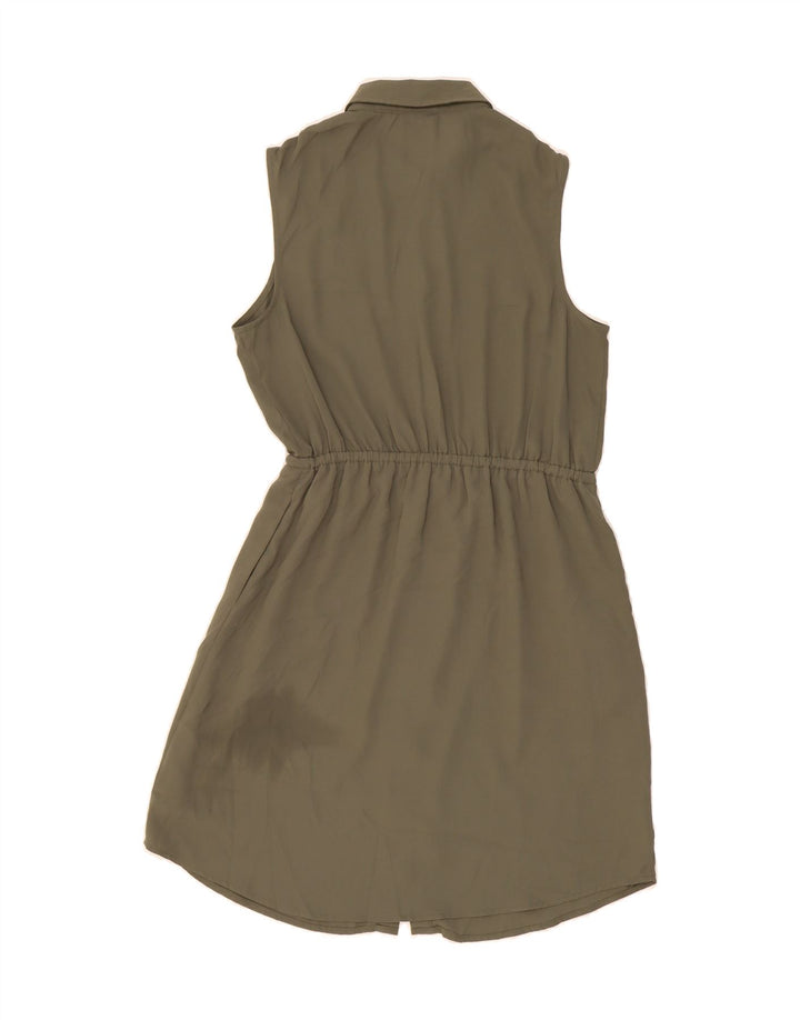 MOSSIMO Womens Sleeveless Shirt Dress UK 14 Medium Khaki Polyester Vintage Mossimo and Second-Hand Mossimo from Messina Hembry 
