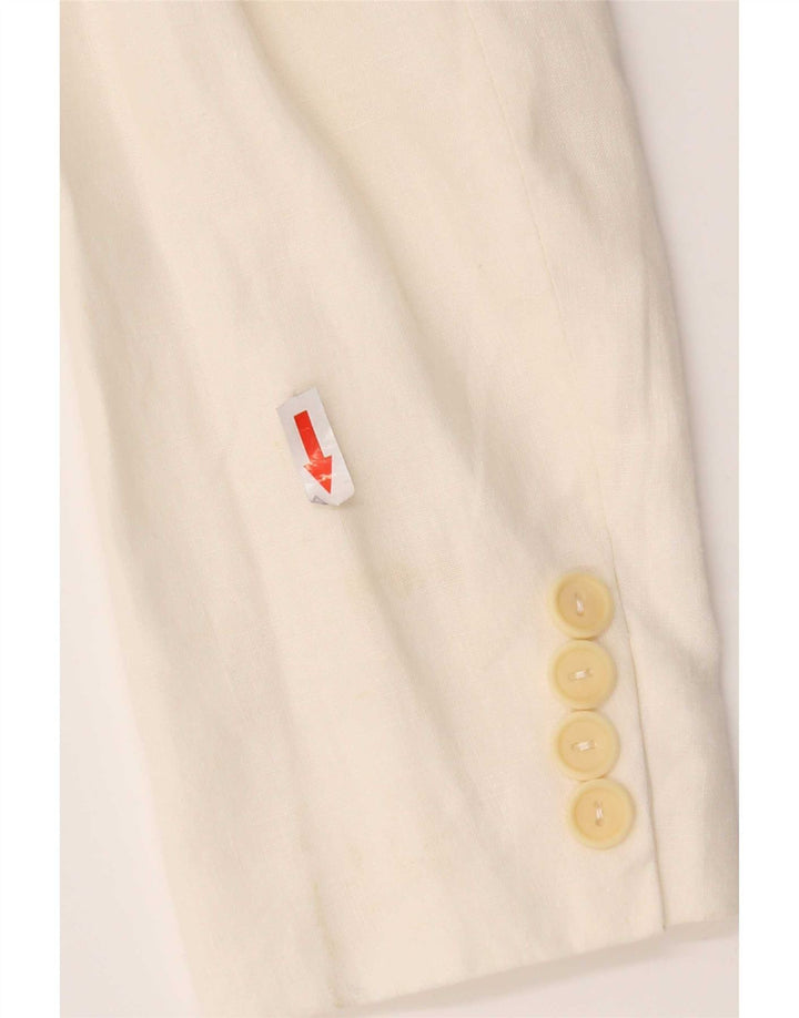 Max & Co. Veste Blazer 3 Boutons pour Femme UK 8 Petit Lin Blanc