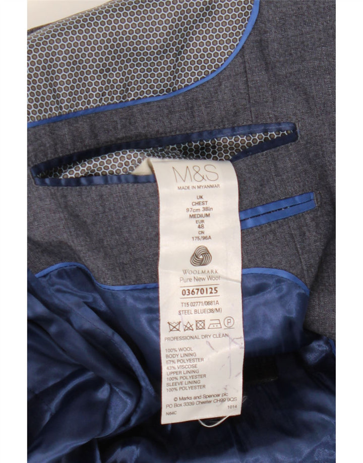 Marks & Spencer Veste blazer à 1 bouton pour homme UK 38 Bleu moyen Laine