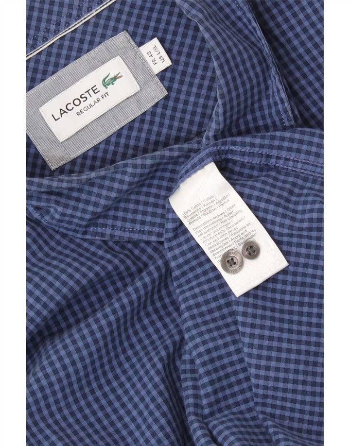 Lacoste Chemise coupe régulière pour homme Taille 43 Grand coton vichy bleu