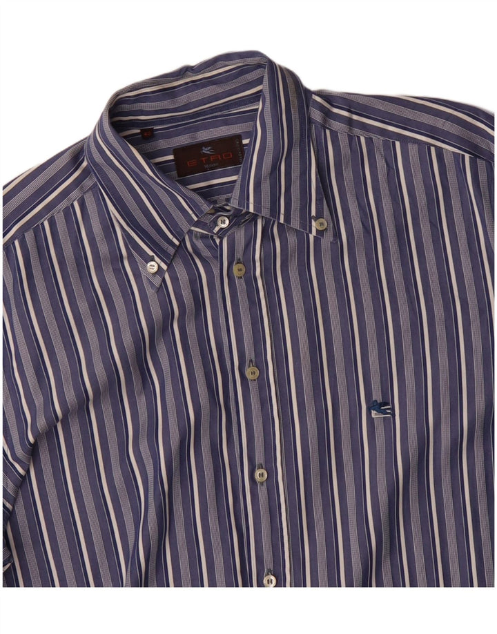 Etro Chemise Homme Taille 42 Grand Bleu Rayé Coton