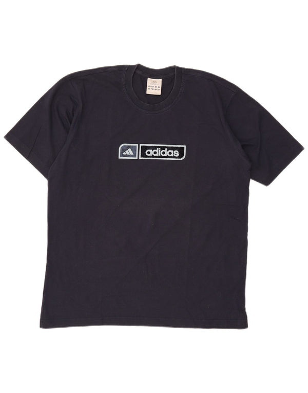Adidas Mens Graphic T-Shirt Top Large Bleu Marine Coton