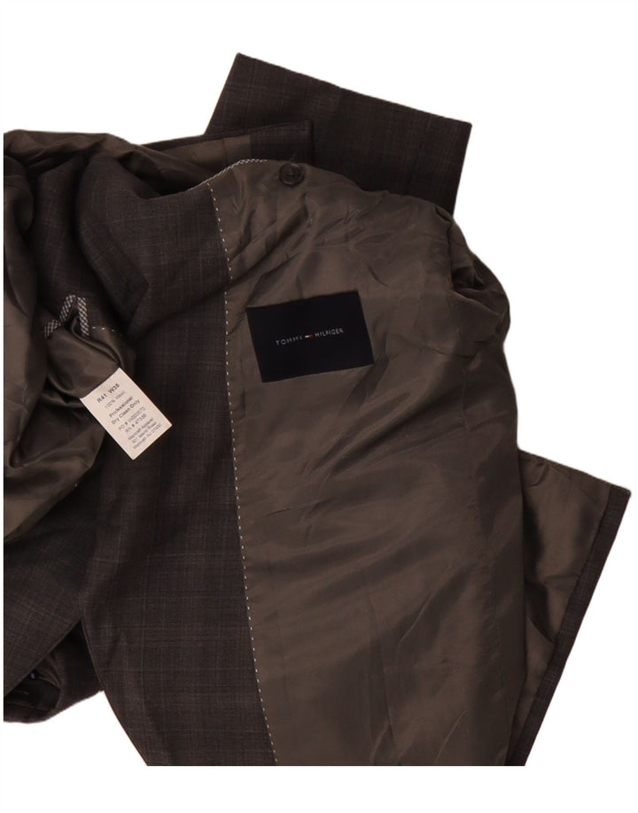 Tommy Hilfiger Veste blazer à 2 boutons pour homme US 41 Grande laine à carreaux marron