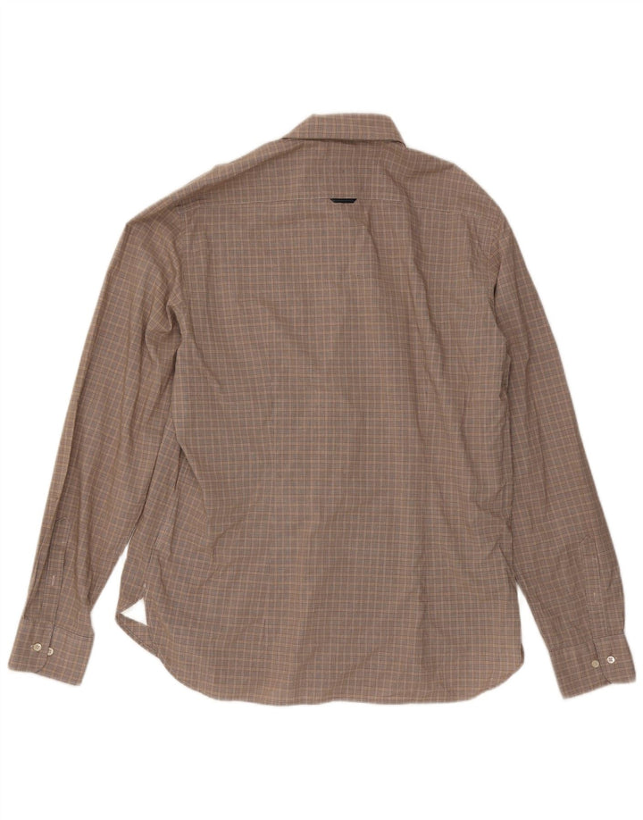 Henry Cottons Chemise slim fit pour homme Taille 43 Grand carreaux gris