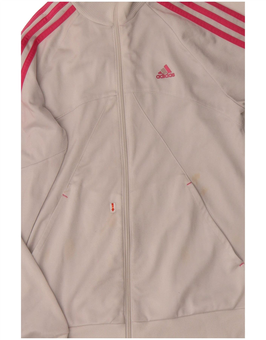 ADIDAS Girls Graphic Tracksuit Top Jacket 14-15 Years White Polyester