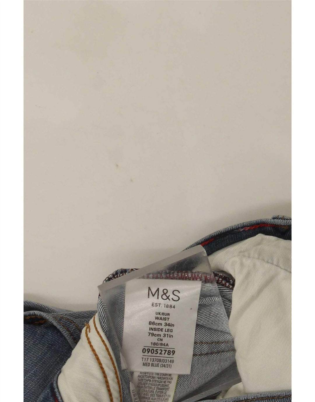 Marks & Spencer Jean Slim Homme W34 L31 Bleu Coton