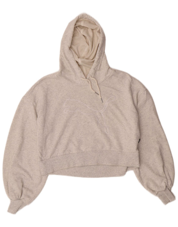Puma Pull à capuche surdimensionné graphique pour femme UK 10 Petit Gris Coton
