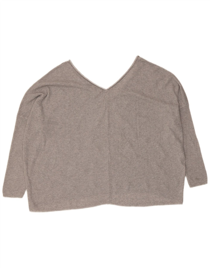 Zara Pull surdimensionné à col en V pour femme UK 14 Gris moyen