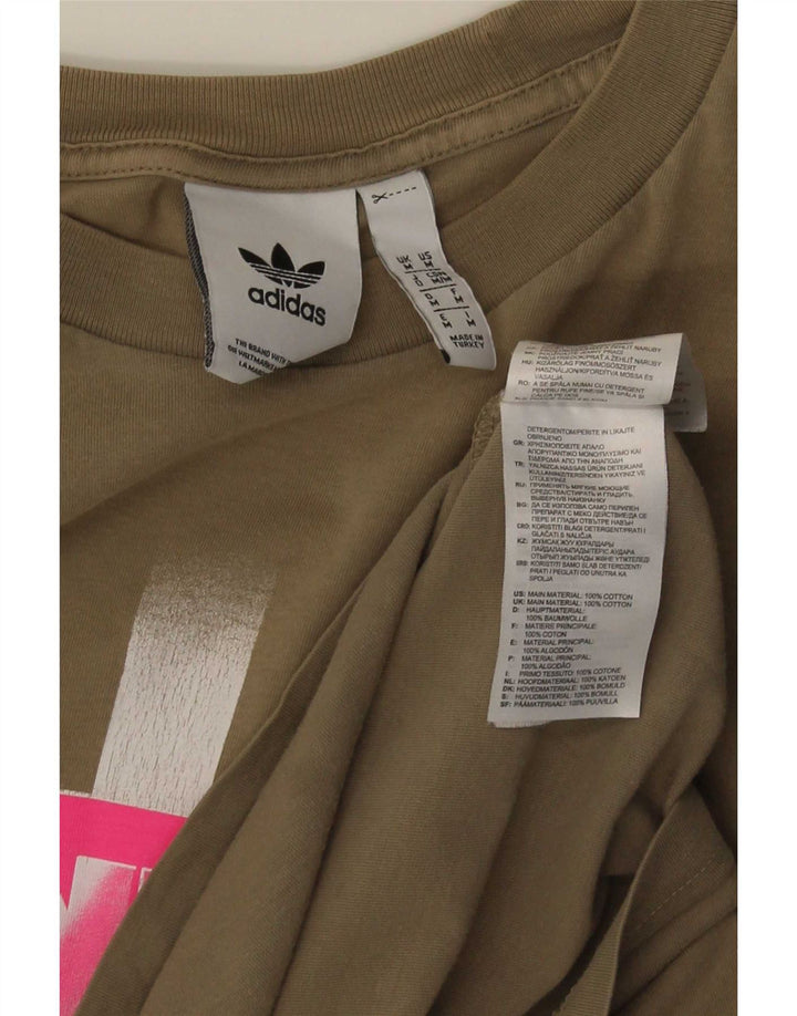 Adidas T-Shirt Graphique Homme Kaki Moyen Coton