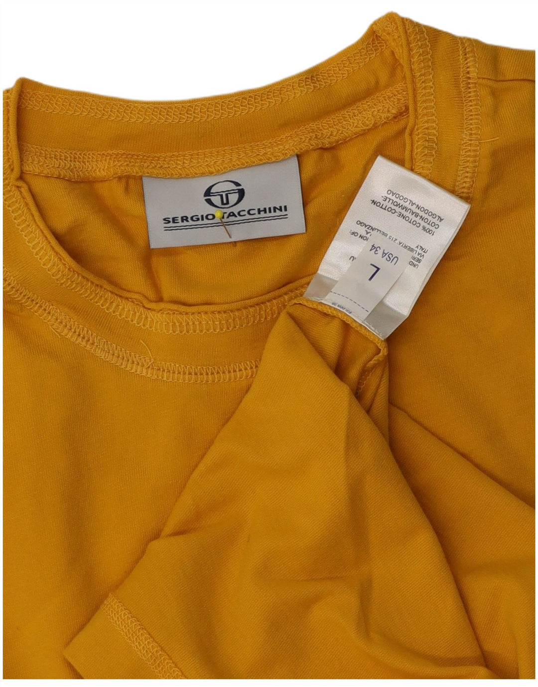 Sergio Tacchini Haut Homme Manches Longues Grand Coton Rayé Jaune