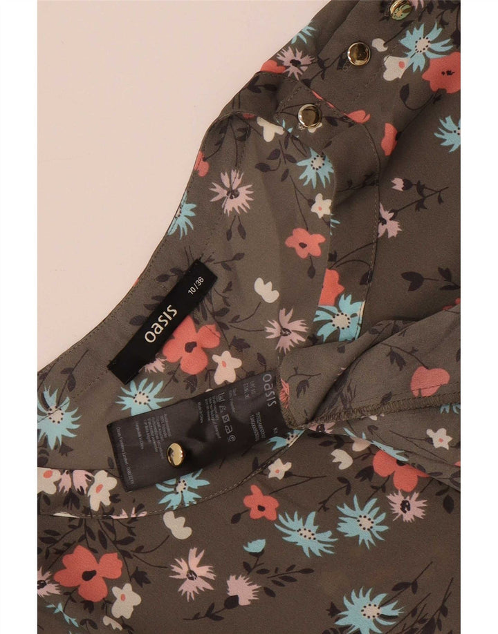 Oasis Chemisier surdimensionné pour femme UK 10 Petit Kaki Floral Polyester
