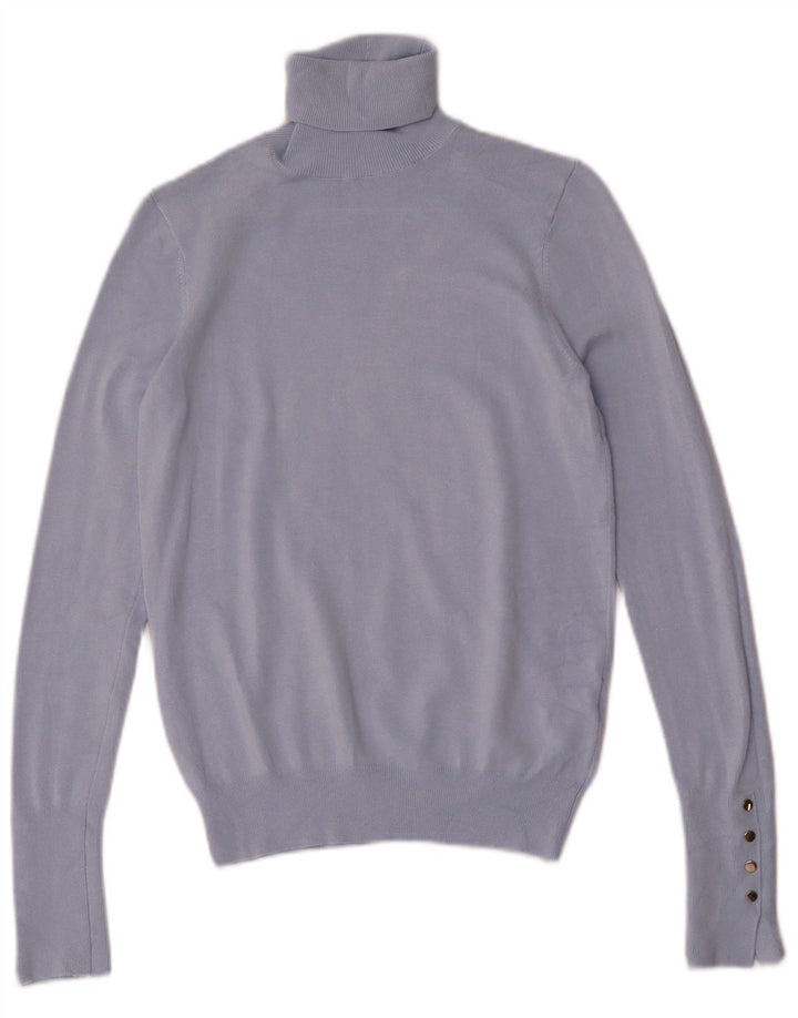 Zara Pull col roulé pour femme UK 10 Small Bleu Viscose
