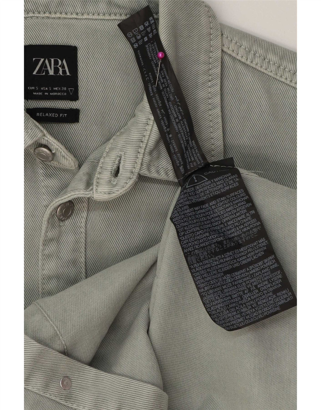 Zara Homme Chemise En Jean Coupe Décontractée Petit Coton Vert