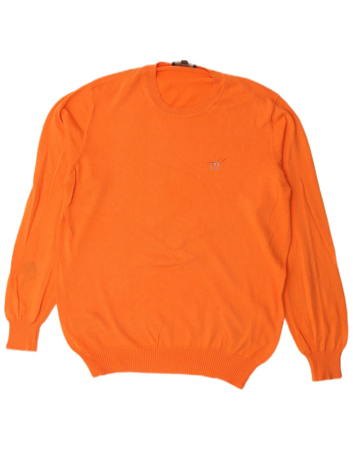 Henry Cottons Pull Col Rond Homme Orange Moyen Coton