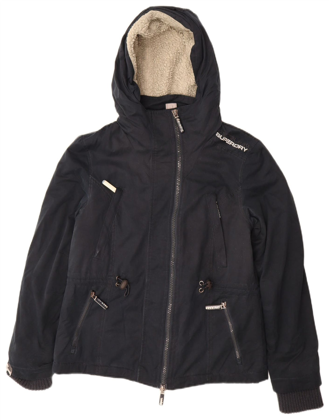 Superdry Femme The Windparka Veste Coupe-Vent UK 14 Large Bleu Marine