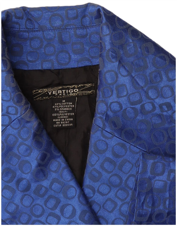 Vertigo Veste blazer courte pour femme UK 44 Bleu moyen géométrique