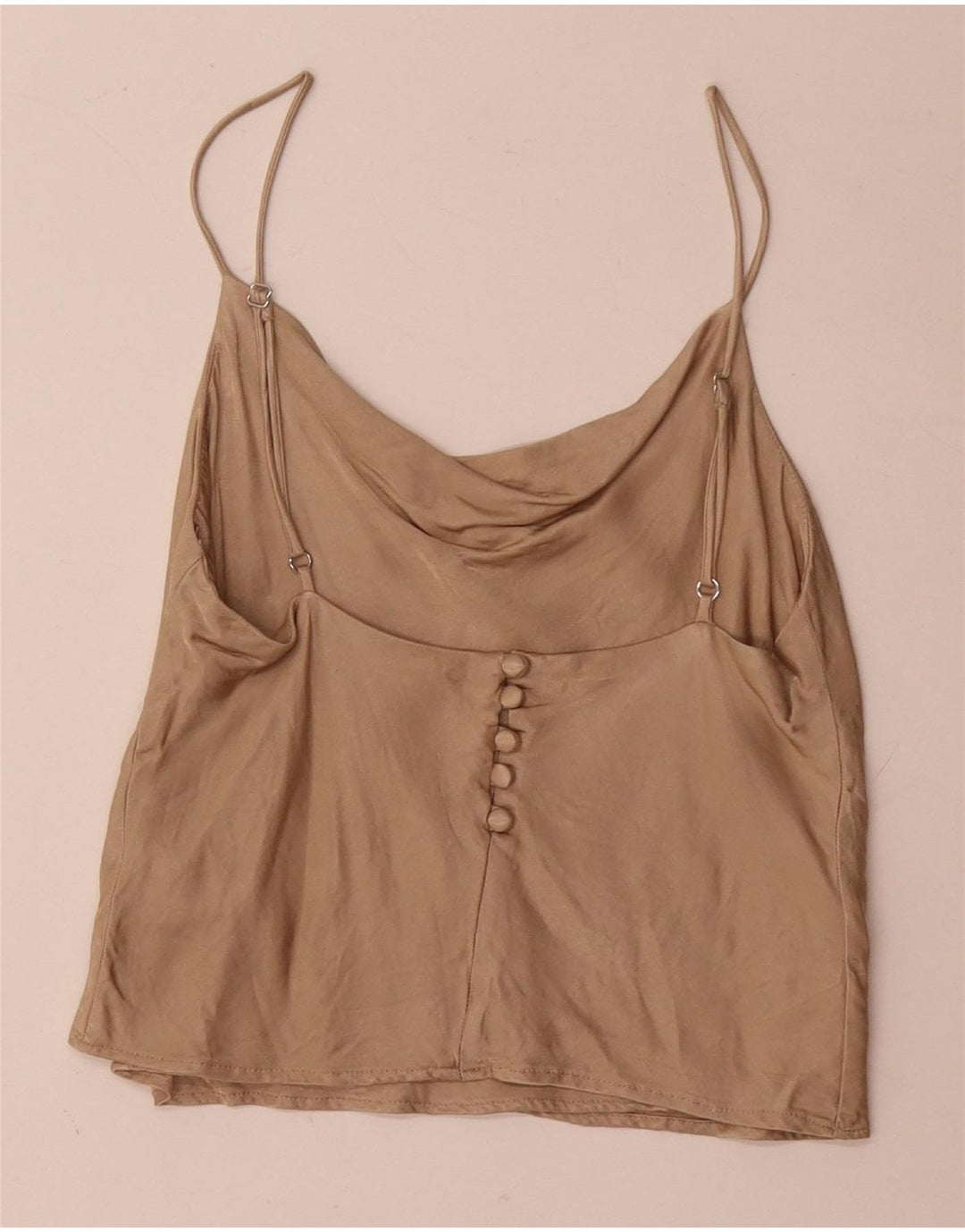 Zara Femme Cami Top UK 10 Small Beige Viscose