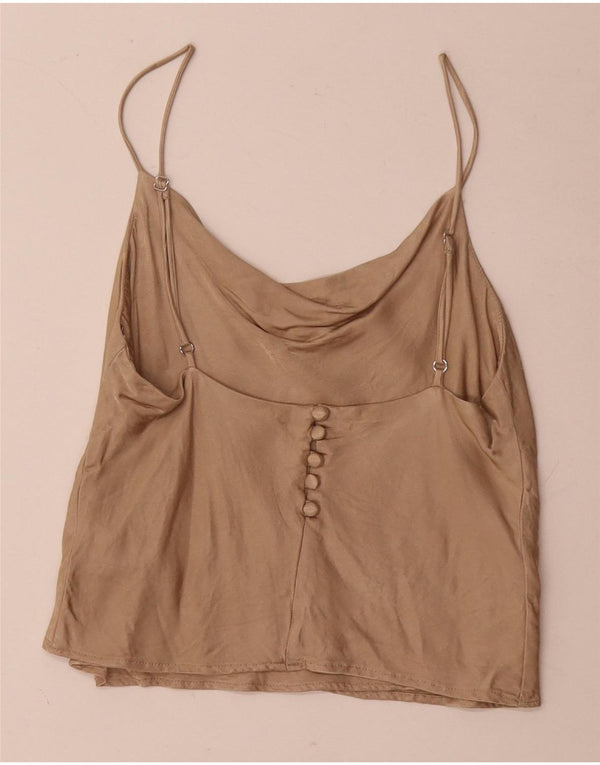 Zara Femme Cami Top UK 10 Small Beige Viscose