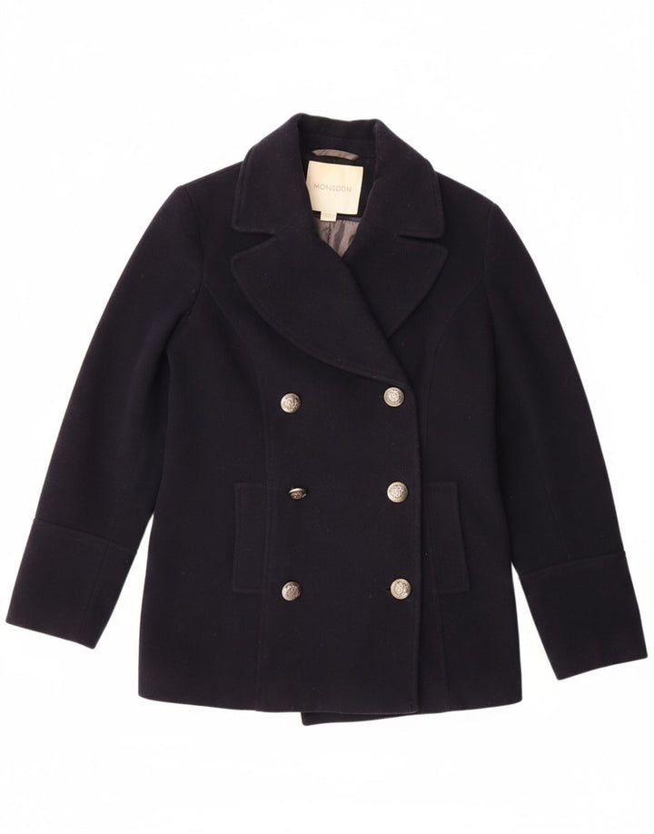 MONSOON Womens Pea Coat UK 10 Small  Navy Blue Wool