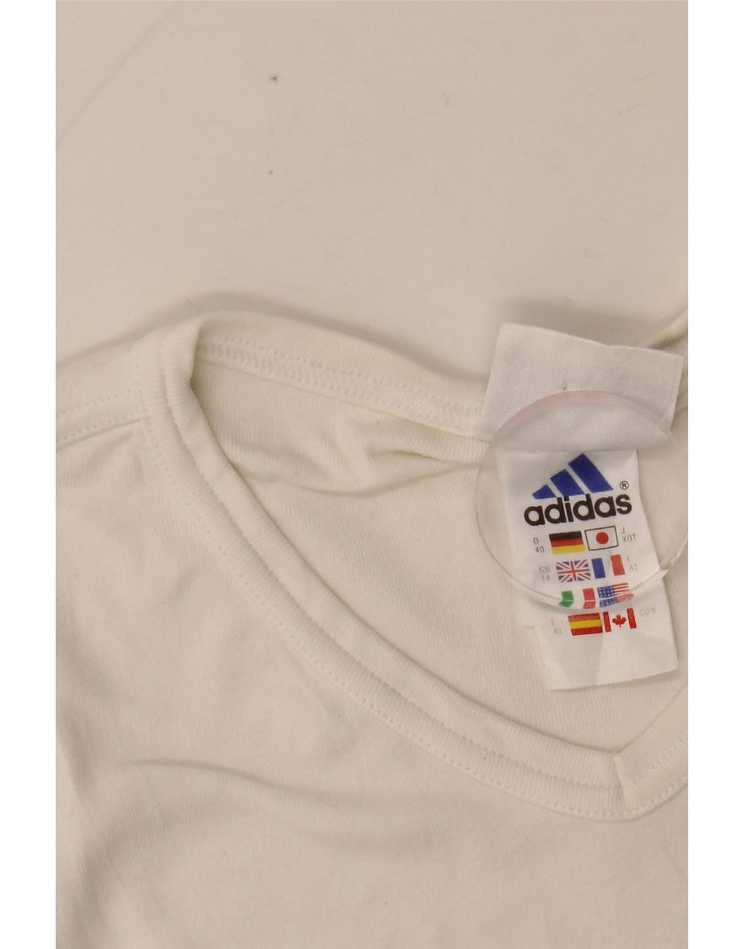 ADIDAS T-shirt pour femme UK 14 en coton blanc moyen