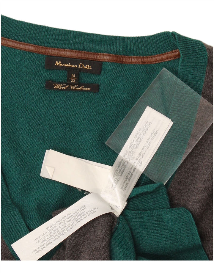 Massimo Dutti Cardigan pour femme en laine color block vert moyen UK 44