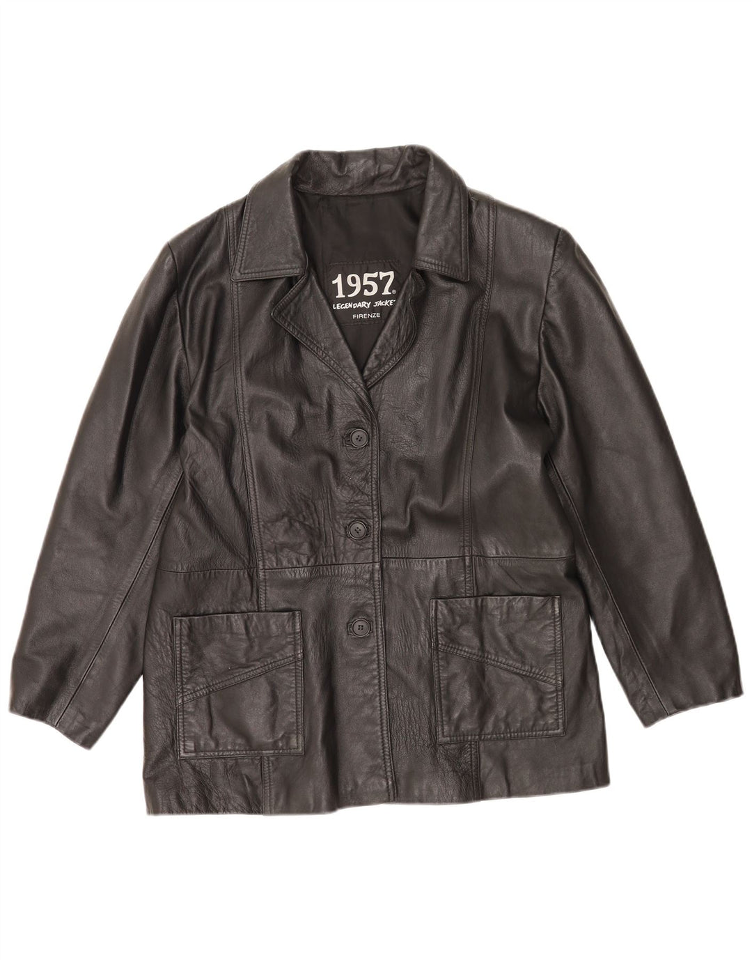 1957 Veste en cuir femme légendaire UK 14 Cuir noir moyen