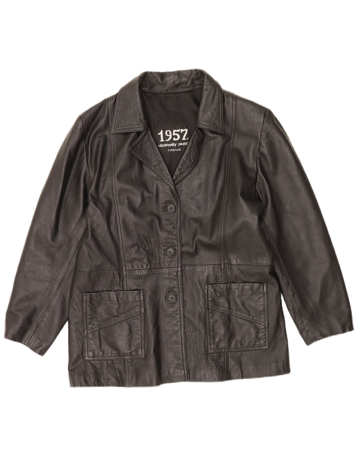 1957 Veste en cuir femme légendaire UK 14 Cuir noir moyen