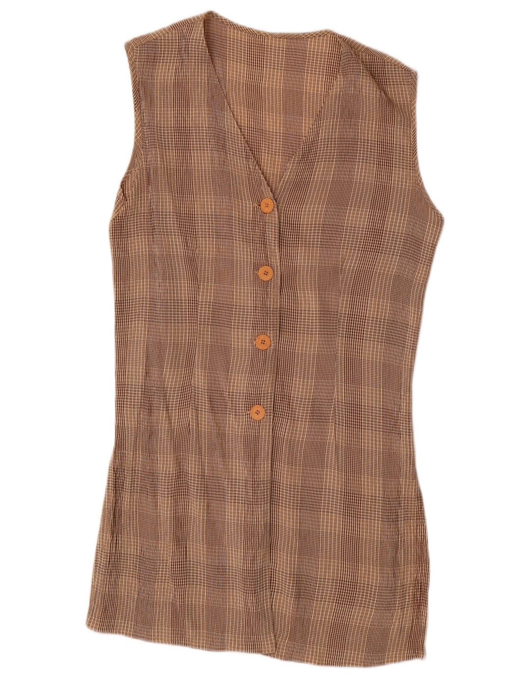 VINTAGE Femme 4 Boutons 2 Pièces Ensemble UK 10 Petit W28 Marron Check Acétate