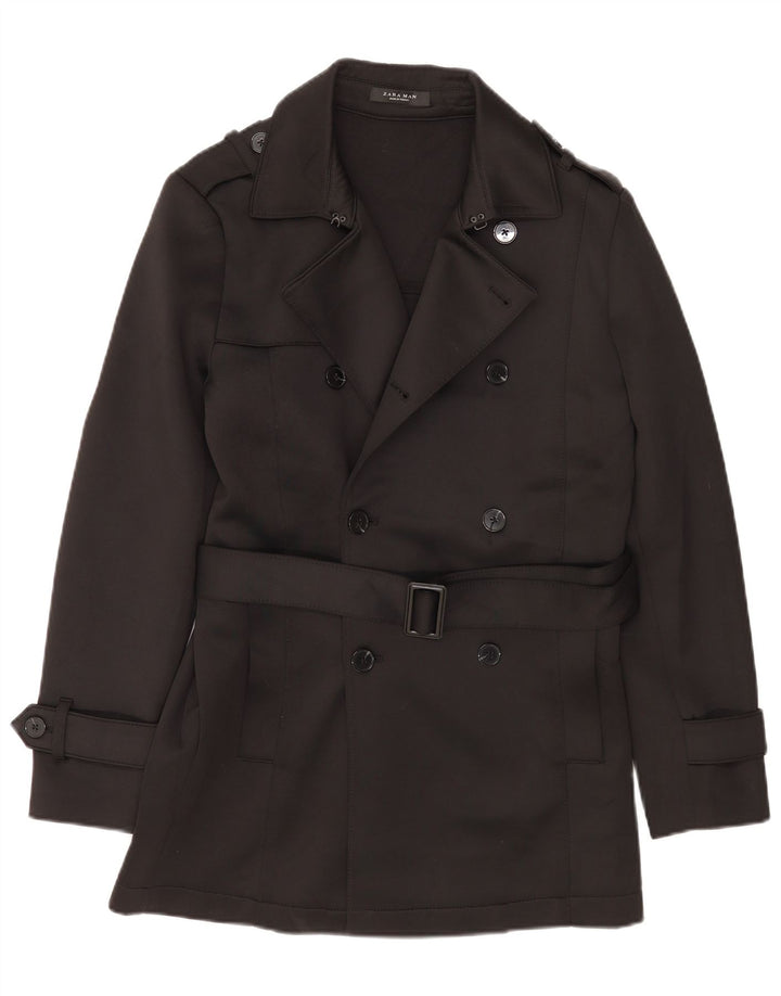 Zara Trench Homme UK 38 Medium Noir Polyester