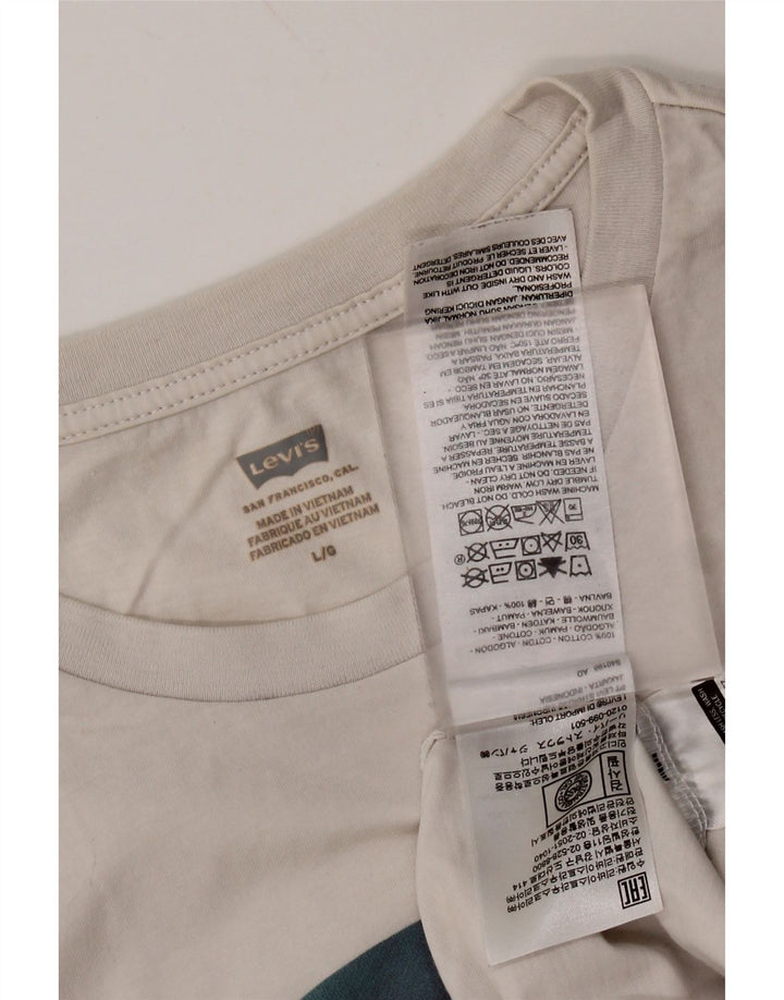 LEVI'S T-Shirt Graphique Homme Large Blanc Cassé Coton