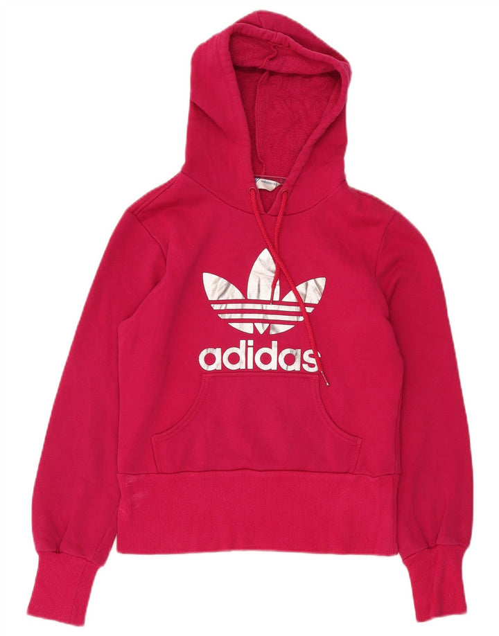 ADIDAS Pull à capuche court graphique pour femme IT 36 XS Rose Coton