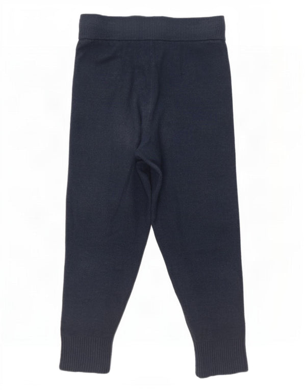 Zara Pantalon de survêtement en tricot pour femme UK 12 Acrylique bleu marine moyen