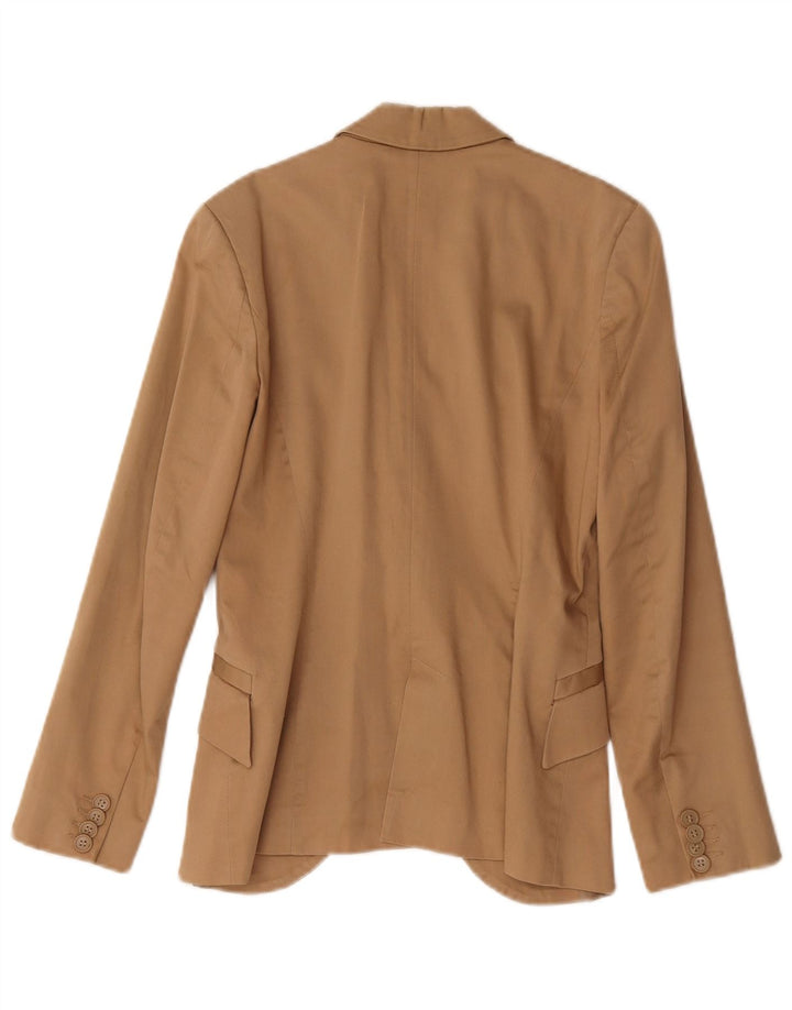 Zara Femme 1 Bouton Blazer Veste UK 6 XS Marron Coton