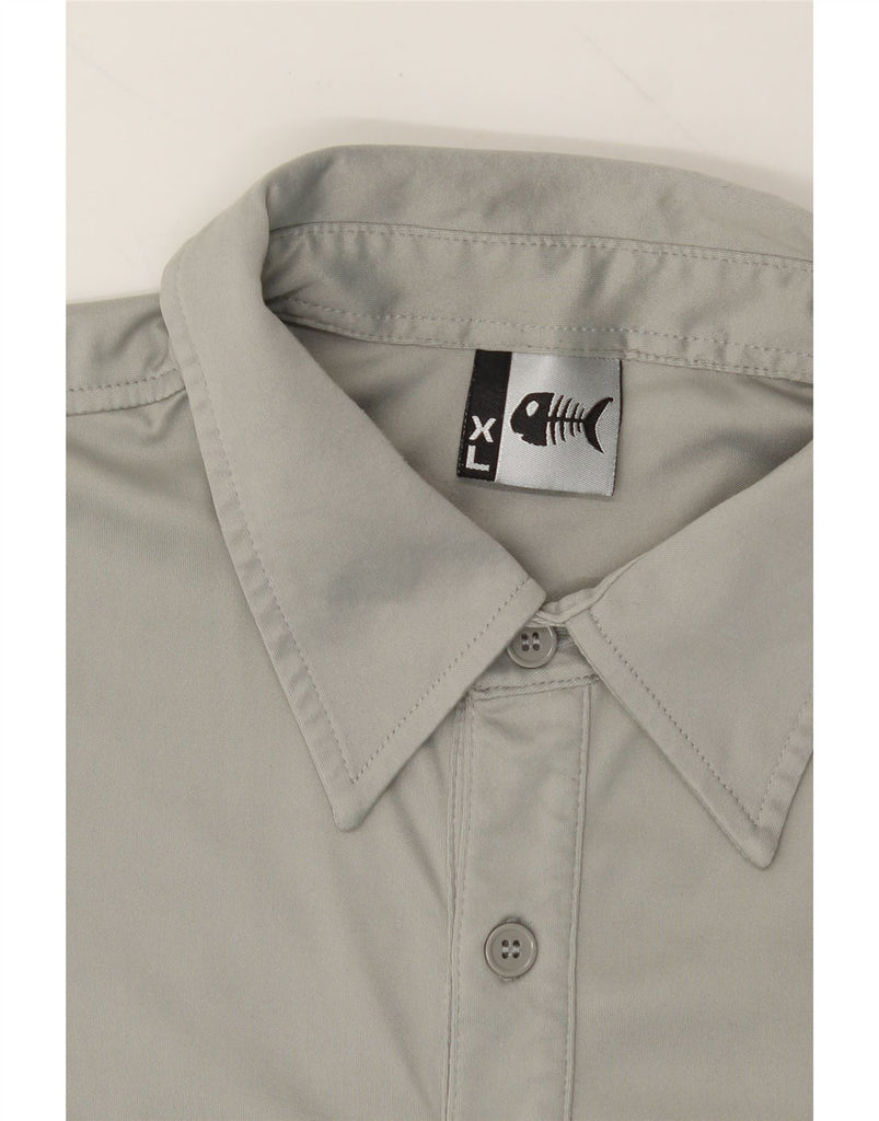 FISHBONE Mens Graphic Polo Shirt XL Grey Polyester Vintage Fishbone and Second-Hand Fishbone from Messina Hembry 