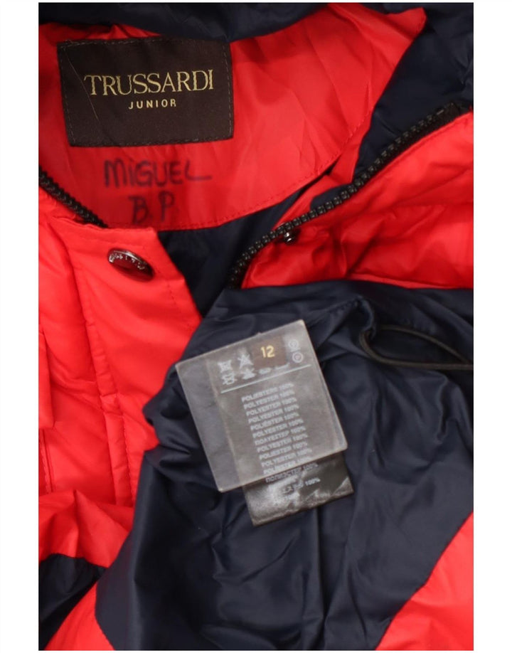 Trussardi Veste matelassée à capuche graphique garçon 11-12 ans rouge polyester