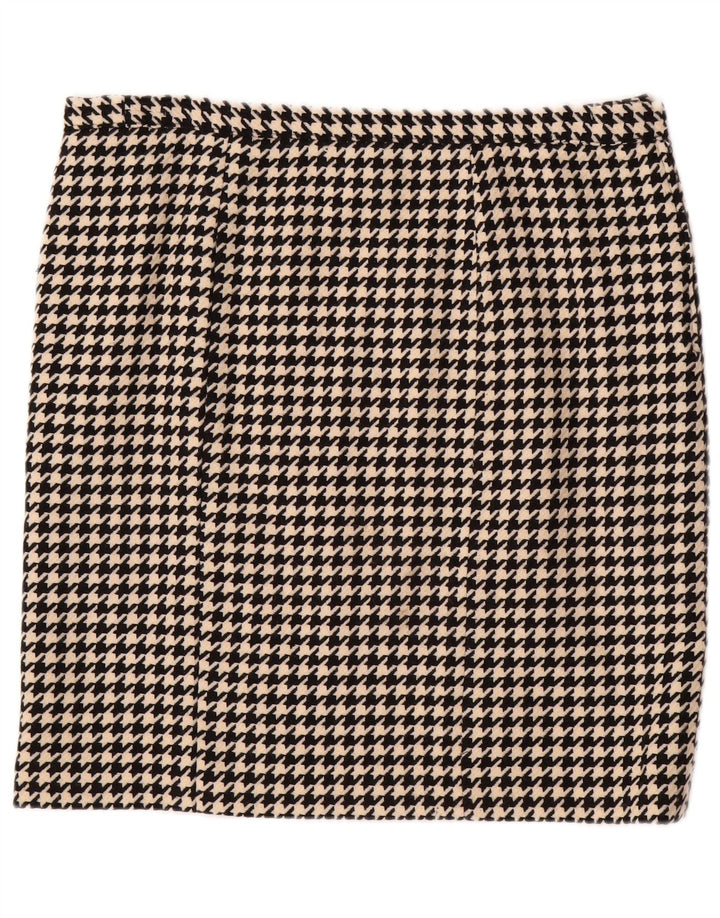 VINTAGE Jupe Droite Femme W36 XL Pied de Poule Noir