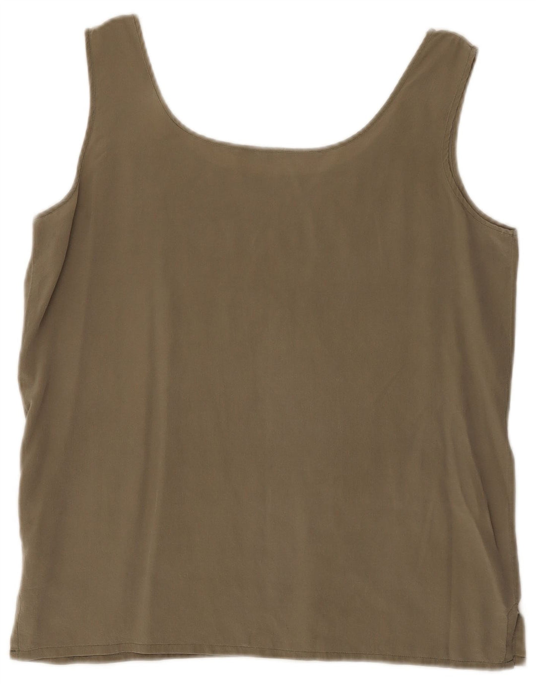 vintage Femmes Cami Top UK 14 Soie Kaki Moyenne