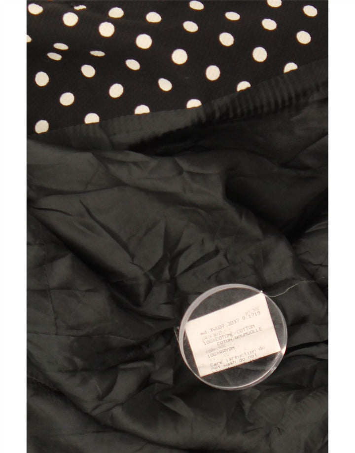 VINTAGE Veste blazer à manches courtes femme UK 12 Medium Black Polka Dot