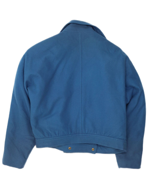 vintage Femme Veste Blazer Oversize EU 42 Grande Laine Bleue