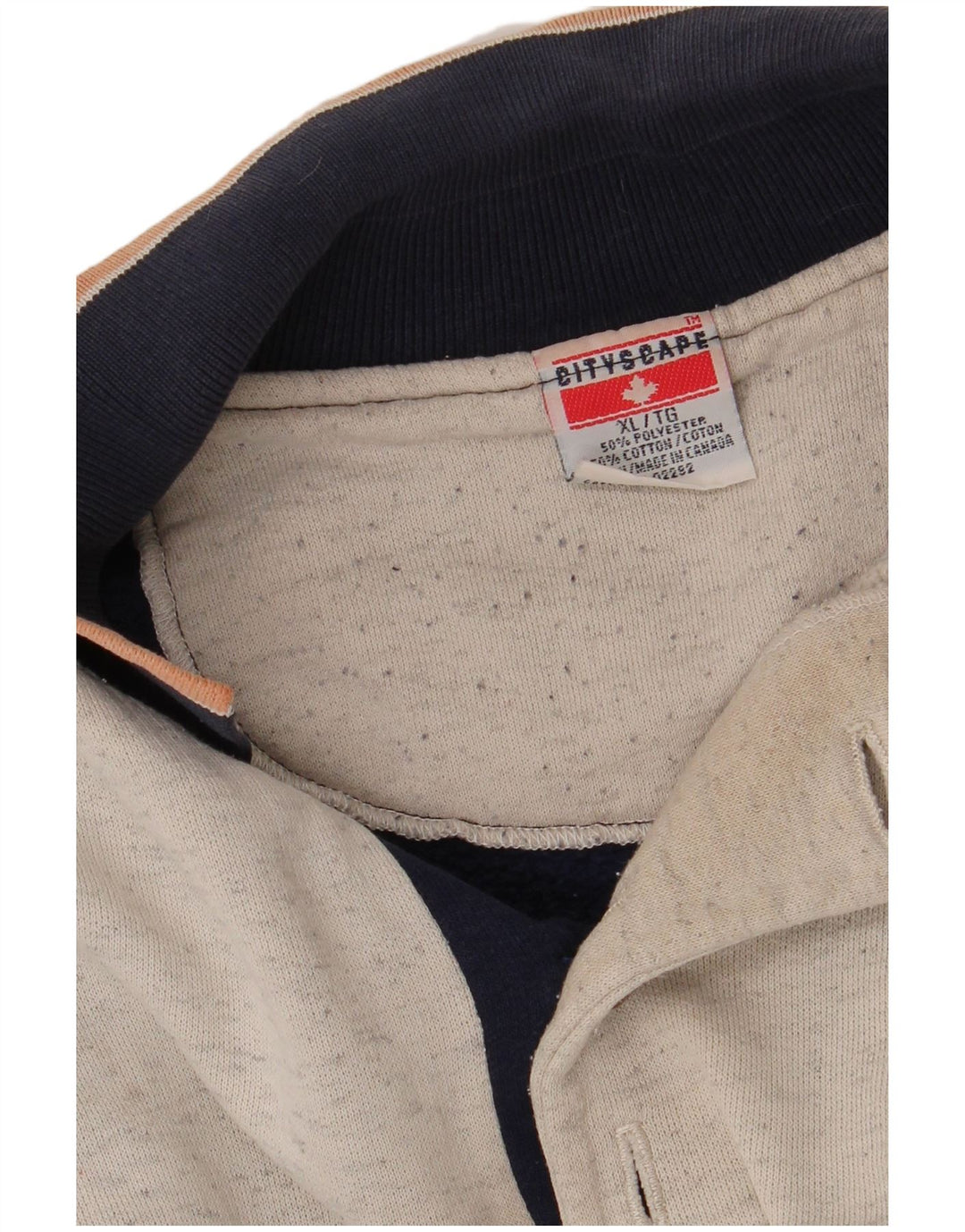 vintage Mens Polo Neck Sweatshirt Jumper XL Bleu Marine Colorblock Polyester