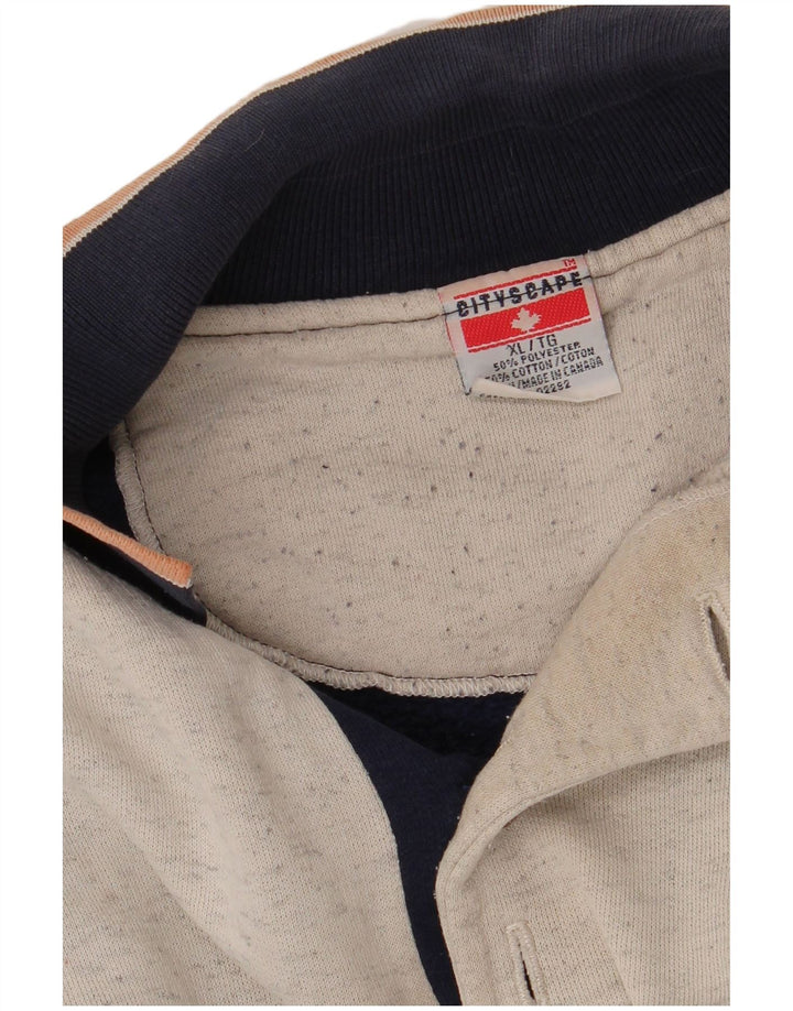 vintage Mens Polo Neck Sweatshirt Jumper XL Bleu Marine Colorblock Polyester