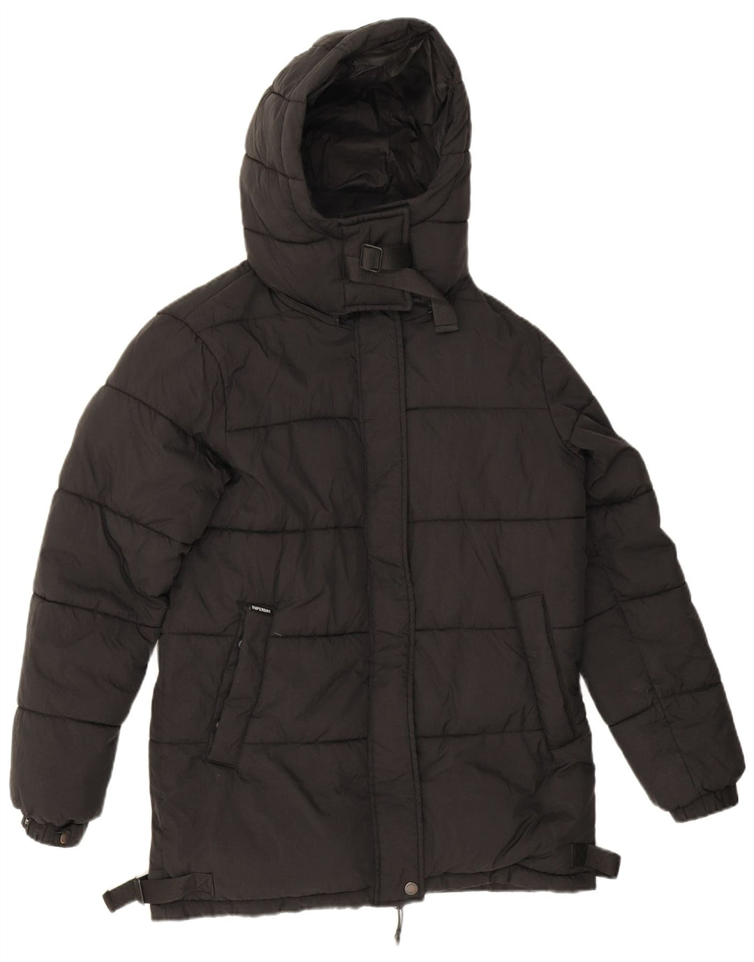Superdry Veste matelassée surdimensionnée à capuche pour femme UK 8 Small Nylon noir