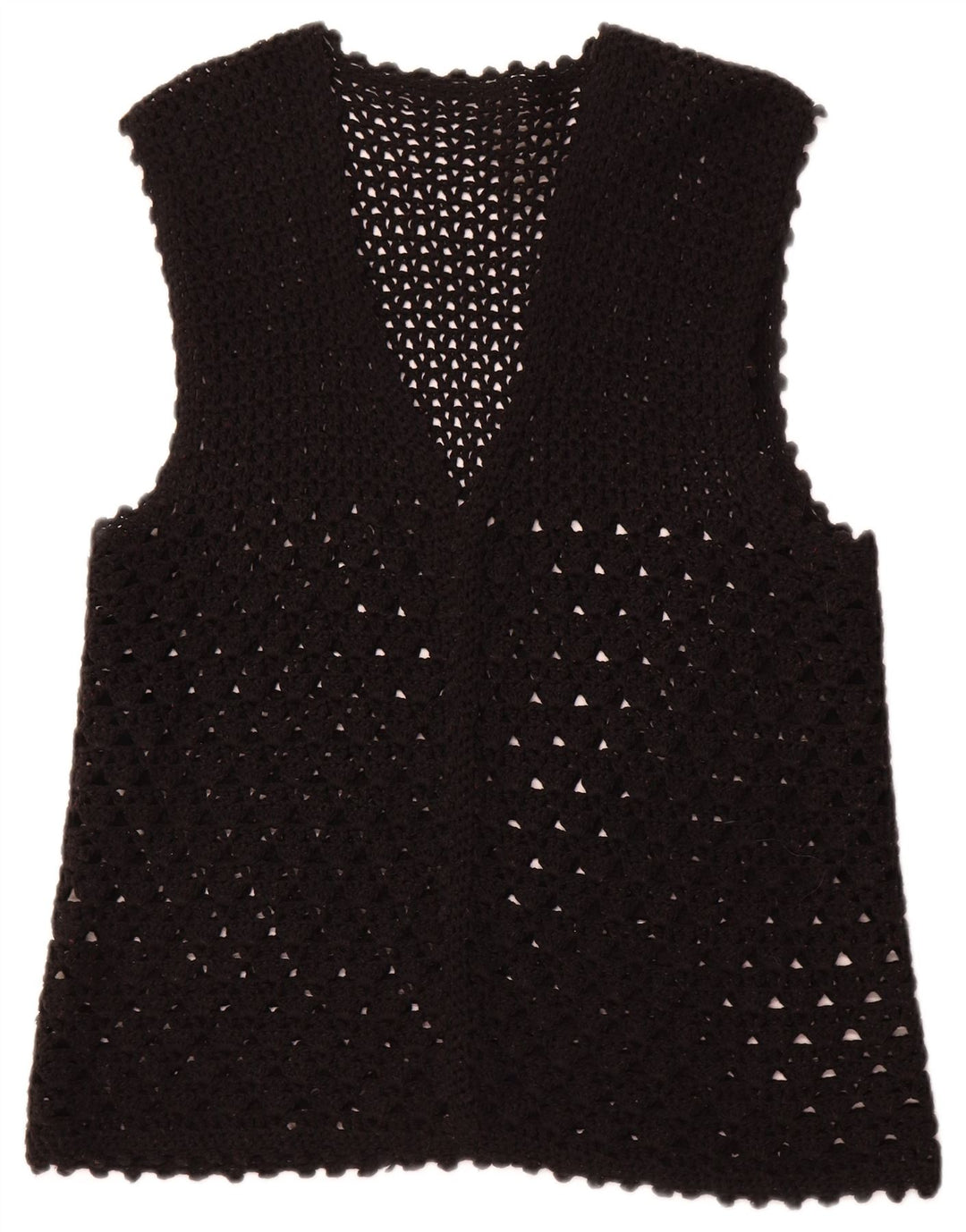 VINTAGE Femme Cardigan sans manches Pull UK 16 Grand Noir