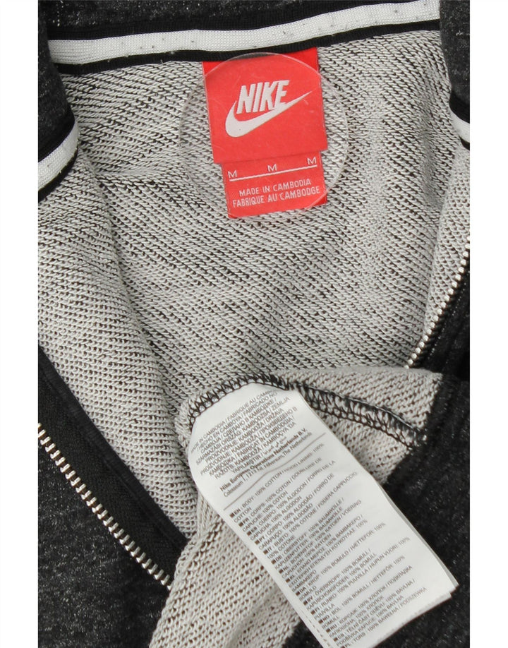 NIKE Pull à capuche surdimensionné avec col zippé pour femme UK 14 Gris moyen moucheté