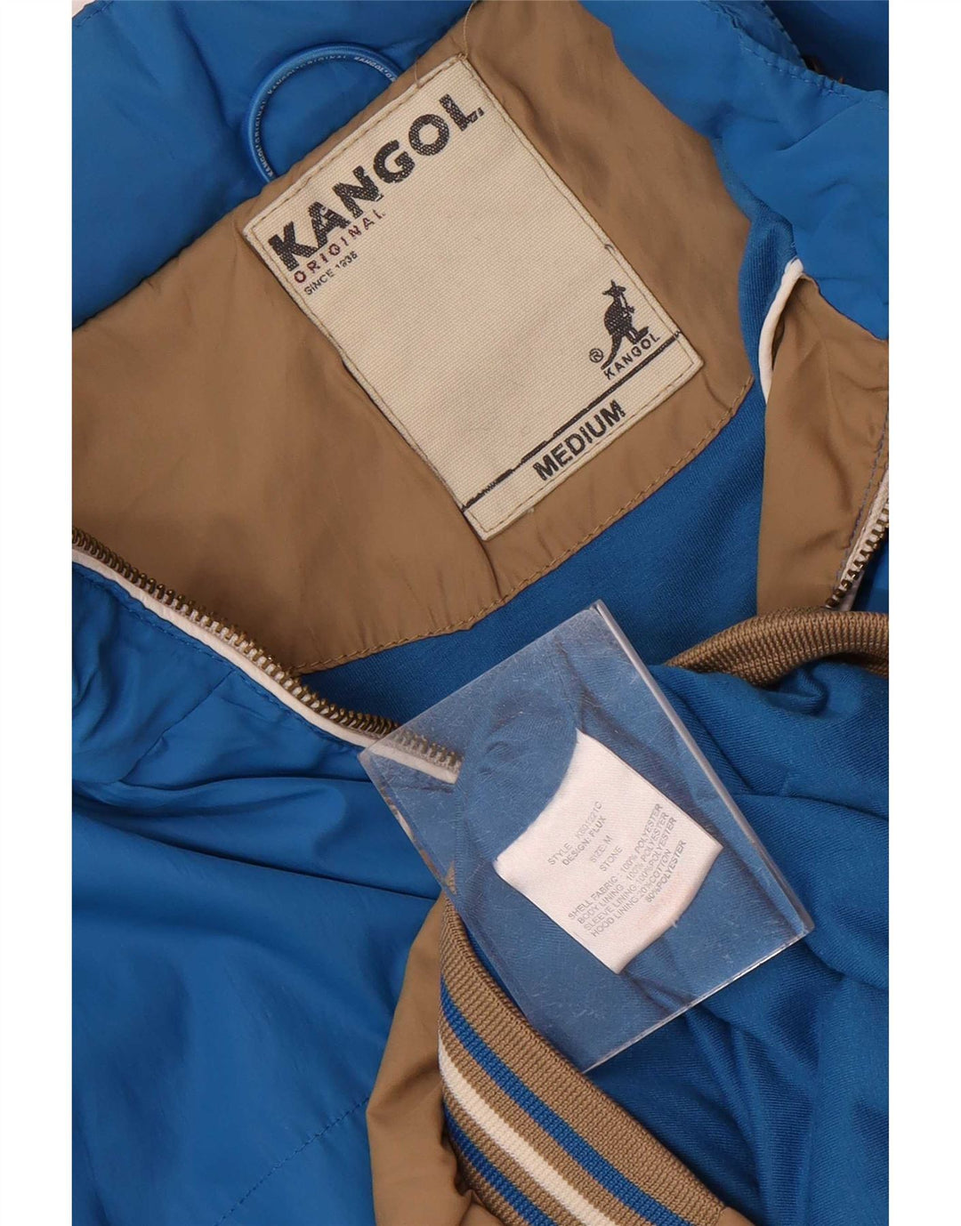 Kangol Veste Bomber à Capuche Homme UK 38 Marron Moyen Colorblock Polyester