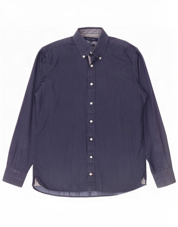 Tommy Hilfiger Chemise Slim Fit Petit Bleu Marine en Coton Géométrique