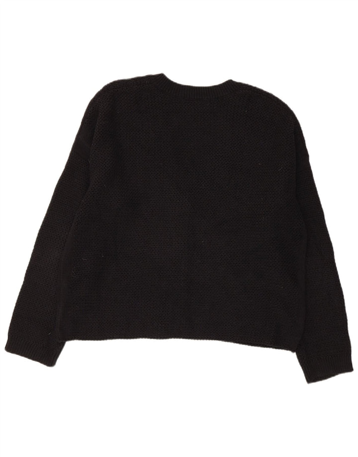 MARKS & SPENCER Pull cardigan court pour femme UK 14 Coton noir moyen