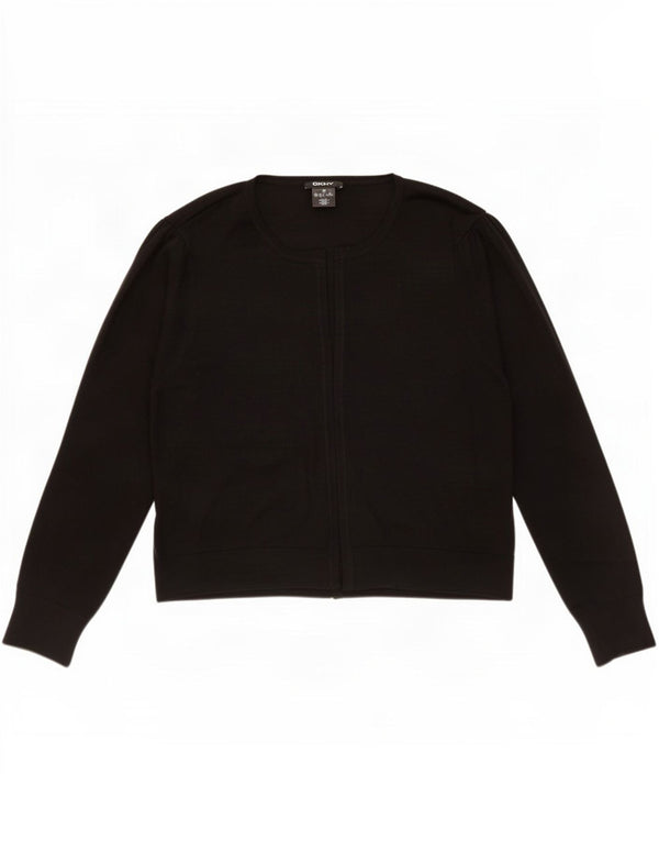 Dkny Pull cardigan ouvert pour femme UK 18 XL Noir Polyester